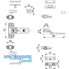 Ladenschnappverschluss Rustico mit Schliezapfenplatten, schwarz (104036)