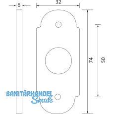 GRUNDMANN Drckerrosette WG oval, 32 x 74 x 16 mm, Messing poliert