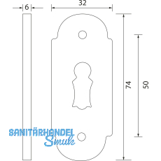 GRUNDMANN Oval-Schlsselrosette BBWG, Gr. 32 x 74, Messing pol