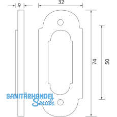 GRUNDMANN Oval-Schlsselrosette BBWG m. Hangerl, Gr. 32 x 74, Messing pol