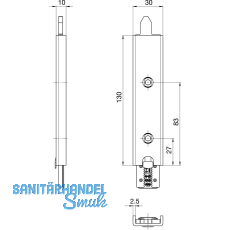 Anschlusseinheit zu Falzhebelgetriebe, Secury Automatic 130 mm, oben, universal