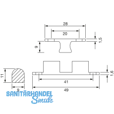 Doppelkugelschnapper, 9 x 50 mm, Messing poliert