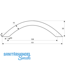 Griff Meduna  10 mm, LA 128 mm, Breite 151 mm, Stahl vernickelt matt