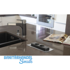 EVOline BackFlip, 2 Stk. Schukosteckdosen, 1 Stk. USB-Charger, Edelstahl