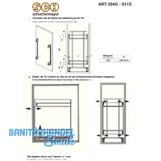 Sige Seitenwandauszug mit Vollauszug KB200; T500 mm, Stahl silberfarbig