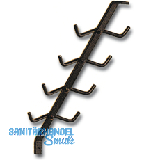 Garderobenarm Neper mit 4 Doppelhaken ohne Auflage, Aluminium schwarz eloxiert