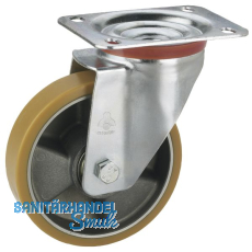 Lenkrolle mit Alufelge Polyurethan-Bereifung 100 x 30 mm/Platte 100 x 85 mm