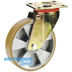 Schwerlastlenkrolle Polyurethanbereifung u. Kugellager 100x30mm/Platte 100x85mm Schwerlastlenkrolle Polyurethanbereifung u. Kugellager 100x30mm/Platte 100x85mm