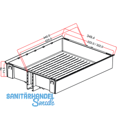 NINKA HSA Einhngeschale mit Reling, 349,4 x 78 x 440, KB 400, alugrau