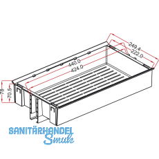 NINKA HSA Einhngeschale mit Reling, 249,4 x 78 x 440, KB 300, alugrau