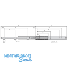 ACCURIDE 5517 Kugelkfigfhrung - berauszug, L 650 mm Stahl chromatiert