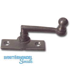 Fensterreiber m. Eisenknopf auf eckiger, austrag. Platte, 15 mm, Stahl blank