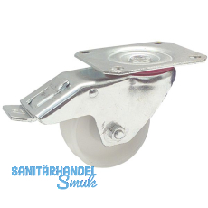 Polyamid-Lenkrolle mit Feststellrolle 125 x 35 mm/Platte 100 x 85 mm