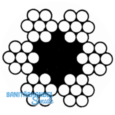 Drahtseil DIN 3055  6-8 mm 6x7 Litzen + 1 verzinkt PVC ummantelt