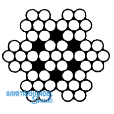 Drahtseil DIN 3055  1 mm 7x7 Litzen - Edelstahl A4