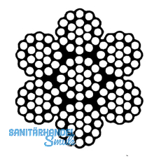 Drahtseil DIN 3055  6 mm 7x19 Litzen - Edelstahl A4