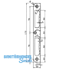 Winkelschlieblech f. BKS Hauptschlsser, universal, Lappen 170x20 mm, Edelstahl