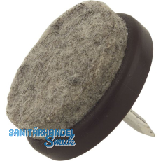 Nagelgleiter mit Filzgleiter und Einschlagstift, rund, 24, KS braun