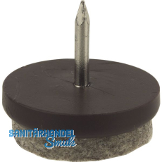 Nagelgleiter mit Filzgleiter und Einschlagstift, rund, 24, KS braun