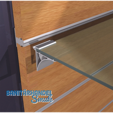 Wall Sys Glastablarträger W12, Länge 50 mm, Aluminium natur eloxiert Wall Sys Glastablarträger W12, Länge 50 mm, Aluminium natur eloxiert