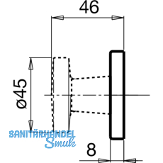 GRUNDMANN Trknopf Flachform, - auf Ros.  45 fest vernietet, silber elox