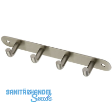 Garderobenleiste Sepa mit 4 Haken, Breite 220 mm, Edelstahl gebrstet