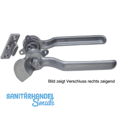 Hebelverschluss beidseitig m. Schlieblech, rechts, Temperguss silberfrbig