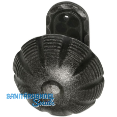 HÖRTNAGL Türknopf fest vernietet in Zierrosette oval, Stahl verz. schwarz lack. HÖRTNAGL Türknopf fest vernietet in Zierrosette oval, Stahl verz. schwarz lack.