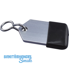 Hotelschlsselanhnger - flach, 50 mm, mit Gummi, Aluminium silber eloxiert