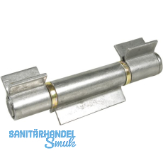 Anschweiband; offen; 3tlg. V-Lappen; Stahl blank; Stift 16 mm mit Messinring