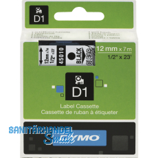 Dymo-Kassetten Beschriftungsband D1 rot/wei Breite 12 mm Lnge 7 m