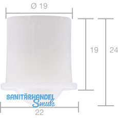 Kugelrolle 0  19 mm, Tiefe 19 mm, Kunststoff wei