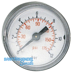 Druckluft Manometer 40 mm 0 - 10 bar mit Auengewinde hinten 1/8\"