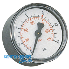 Druckluft Manometer 50 mm 0 - 10 bar mit Auengewinde hinten 1/8\"