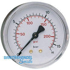 Druckluft Manometer 50 mm 0 - 10 bar mit Auengewinde hinten 1/8\"
