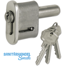 Schiebetor-Zylinderverschluss, Aluminium/Messing vernickelt matt Schiebetor-Zylinderverschluss, Aluminium/Messing vernickelt matt