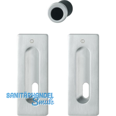 Schiebetrmuschel Set -eckig BB, Messing verchromt matt - PVD