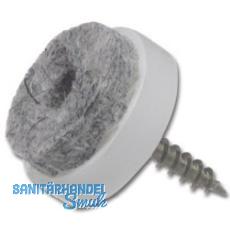 Schraubgleiter mit Filzgleiter und Holzschraube rund, 24, KS wei