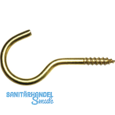 Schraubhaken mit Holzgewinde gebogen 2,3x20 Stahl vermessingt