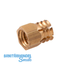 Spreizmuffe Messing, M6x9, sechskant, Bohr 8, Messing blank