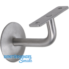 Stiegengriffsttze m. Winkel, Ros.  60 mm, Wandab. 76 mm, Edelstahl matt