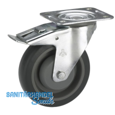 Feststell-Transportgerte-Lenkrolle mit Kugellager 80 x 32 mm/Platte 105x85 mm