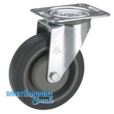 Transportgerte-Lenkrolle TPE-Laufflche Kugellager 100 x 32 mm/Platte 105x85mm