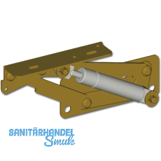 Truhenbankbeschlag mit Gasdruckfeder, Tragkraft 6KG, Stahl gelb chromatiert Truhenbankbeschlag mit Gasdruckfeder, Tragkraft 6KG, Stahl gelb chromatiert