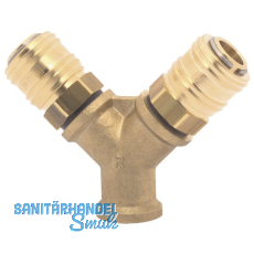 Druckluft Verteiler Messing mit IG 3/8\" und 2 Euro Kupplungen