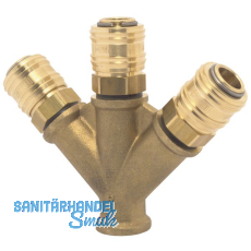 Druckluft Verteiler Messing mit IG 3/8\" und 3 Euro Kupplungen