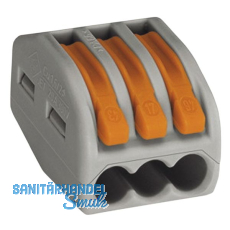 Verbindungsklemme WAGO 222 3x4Qmm grau mit Bettigungshebel