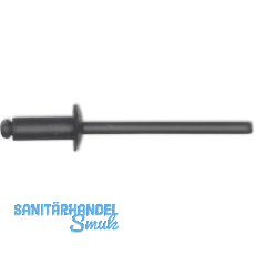 ISO15977 Blindniete Flachrundkopf 3.2x 8 Aluminium mit Stahldorn RAL9005 schwarz