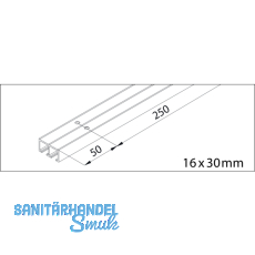 EKU CLIPO 16 GPK/GPPK/GK/GS Doppellaufschiene, Aufschrauben, 2500, Alu elox.