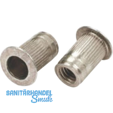 Blindnietmutter Flachkopf gerndelt Rundschaft offen M10x17.0 Stahl verzinkt